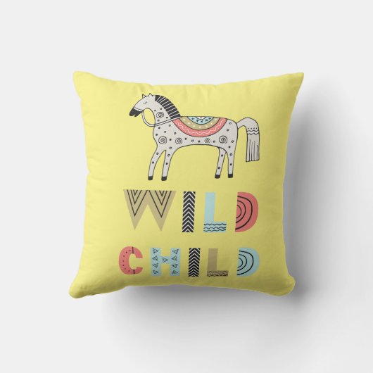 Wild Child Scandinavian Horse Baby Yellow Kussen (Achterkant)