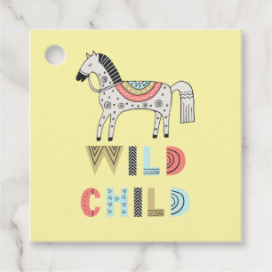 Wild Child Scandinavian Horse Pastel Yellow Bedankjes Labels