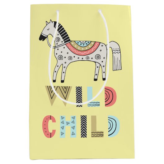Wild Child Scandinavian Horse Pastel Yellow Medium Cadeauzakje (Voorkant)