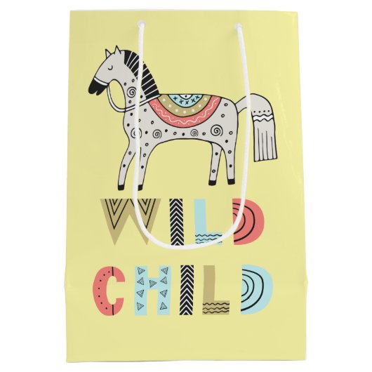 Wild Child Scandinavian Horse Pastel Yellow Medium Cadeauzakje (Achterkant)
