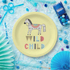 Wild Child Scandinavian Horse Pastel Yellow Papieren Bordje