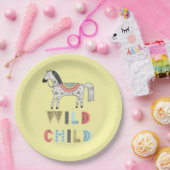Wild Child Scandinavian Horse Pastel Yellow Papieren Bordje (Feest)