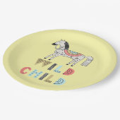 Wild Child Scandinavian Horse Pastel Yellow Papieren Bordje (Gekanteld)