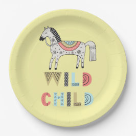 Wild Child Scandinavian Horse Pastel Yellow Papieren Bordje