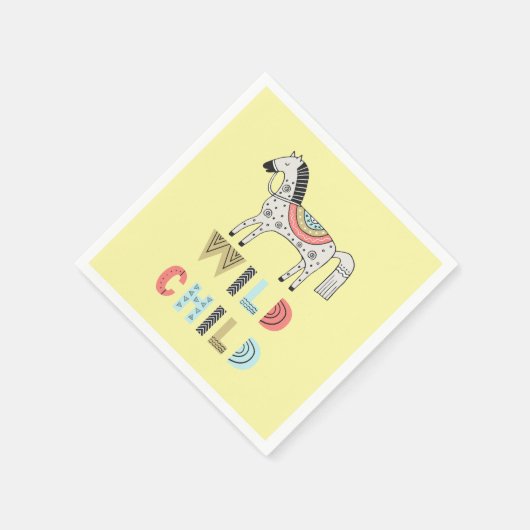 Wild Child Scandinavian Horse Pastel Yellow Servet (Hoek)