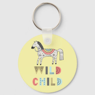 Wild Child Scandinavian Horse Pastel Yellow Sleutelhanger