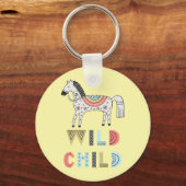 Wild Child Scandinavian Horse Pastel Yellow Sleutelhanger (Voorkant)