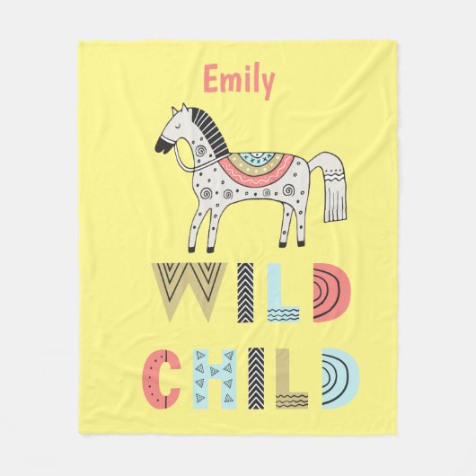 Wild Child Scandinavian Horse Personalized Fleece Deken (Voorkant)