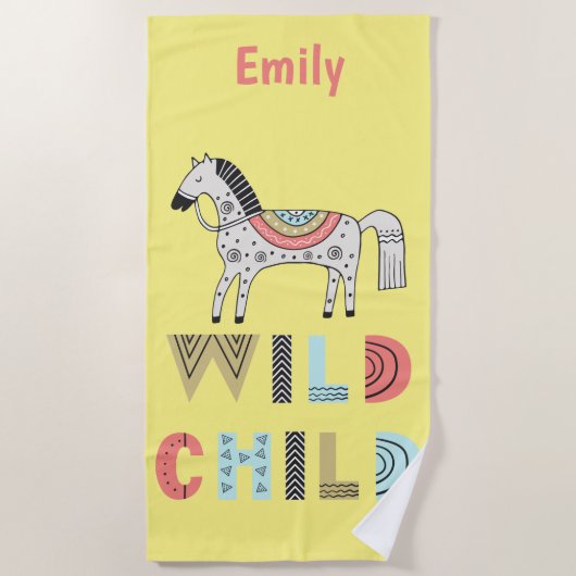 Wild Child Scandinavian Horse Personalized Strandlaken (Voorkant)