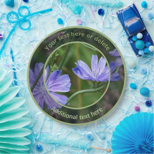 Wild cichorei bloemen gepersonaliseerde partij papieren bordje (Feest)