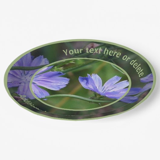 Wild cichorei bloemen gepersonaliseerde partij papieren bordje (Gekanteld)