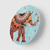 Wild Colorful Boho Elephant Pattern Ronde Klok (Hoek)