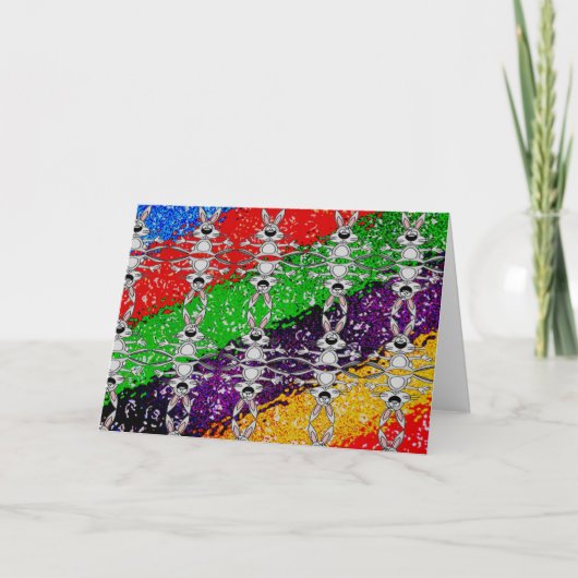 Wild Colorful Rabbit Pattern Feestdagen Kaart (Voorkant)