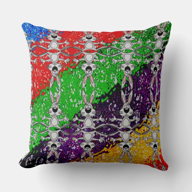 Wild Colorful Rabbit Pattern Kussen (Voorkant)