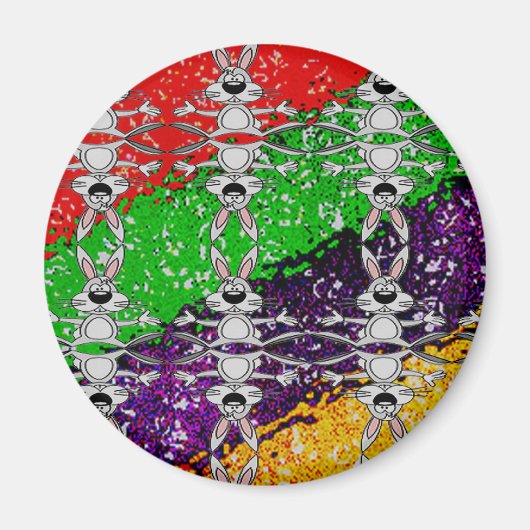 Wild Colorful Rabbit Pattern Magneet (Voorkant)