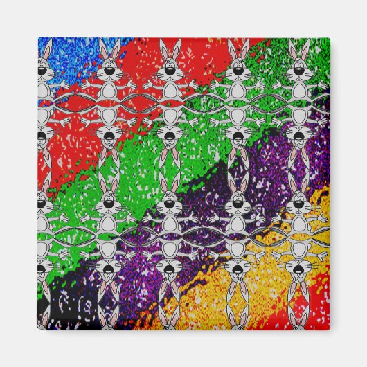 Wild Colorful Rabbit Pattern Magneet (Voorkant)