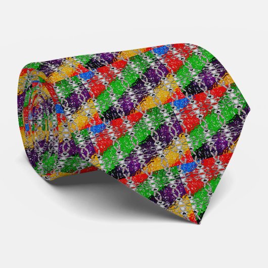 Wild Colorful Rabbit Pattern Stropdas (Opgerold)