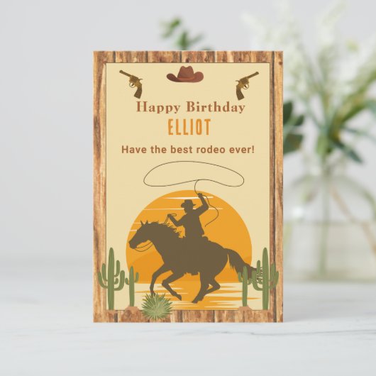 Wild cowboy westerne blije verjaardag kaart (Staand voorkant)