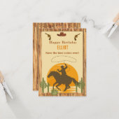 Wild cowboy westerne blije verjaardag kaart (Voorkant / Achterkant in situ)