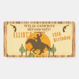 Wild cowboy westerne verjaardag spandoek
