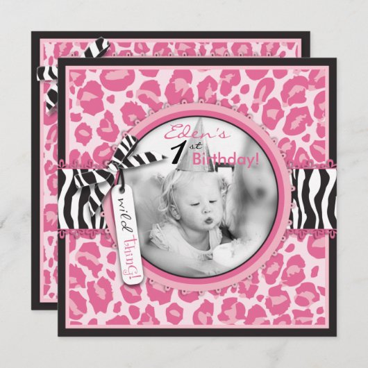 Wild Cupcake CP Invitation Square 2 Kaart (Voorkant / Achterkant)