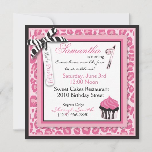Wild Cupcake CP Invitation Square B1 Kaart (Achterkant)