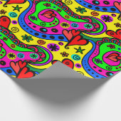 Wild Curves Pop Art 60s Patroon Cadeaupapier (Hoek)