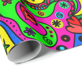 Wild Curves Pop Art 60s Patroon Cadeaupapier (Rol Hoek)