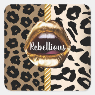 Wild Custom Gold lips Gift Décor girly Cute Makeu Vierkante Sticker