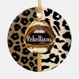 Wild Custom Gold lips Gift Décor girly Cute Makeup Keramisch Ornament