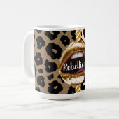 Wild Custom Gold lips Gift Décor girly Cute Makeup Koffiemok (Voorkant links)