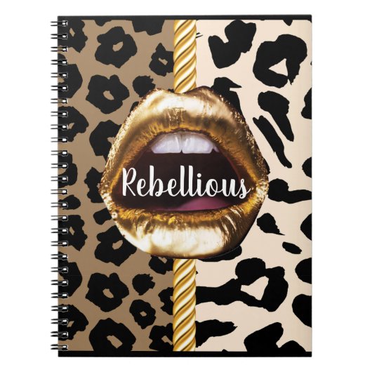 Wild Custom Gold lips Gift Décor girly Cute Makeup Notitieboek (Voorkant)