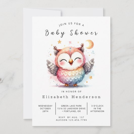 Wild Custom Owl Baby shower Kaart (Voorkant)