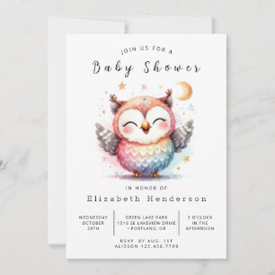 Wild Custom Owl Baby shower Kaart