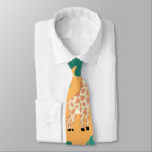 Wild Cute Green Sinaasappel Giraffe leest Pattern Stropdas (Gebonden)