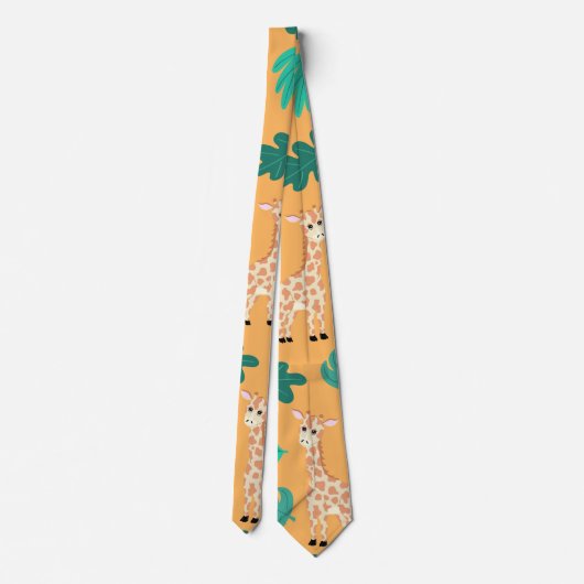Wild Cute Green Sinaasappel Giraffe leest Pattern Stropdas (Achterkant)
