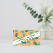 Wild Cute Green Sinaasappel Giraffe leest Pattern Visitekaartje (Staand voorkant)