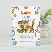 Wild & Cute Tiger 3rd Birthday Invitation Kaart (Staand voorkant)