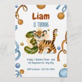 Wild & Cute Tiger 3rd Birthday Invitation Kaart (Voorkant)