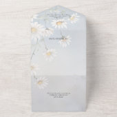 Wild Daisies op Bleke Grijze QR-code All In One Uitnodiging (Buitenkant)