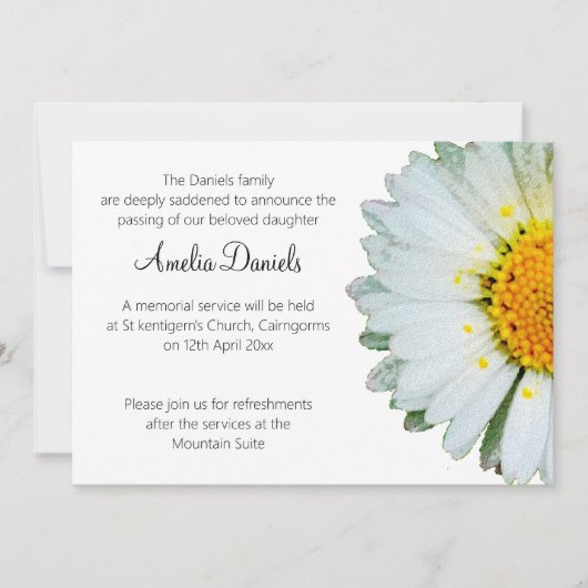 Wild Daisy Begrafenis Aankondiging Kaart (Voorkant)