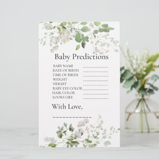 Wild daisy blooms Baby shower Predicted Game (Staand voorkant)