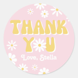 Wild Daisy Favor Tag | Wilde bloem Hartelijk dank Ronde Sticker