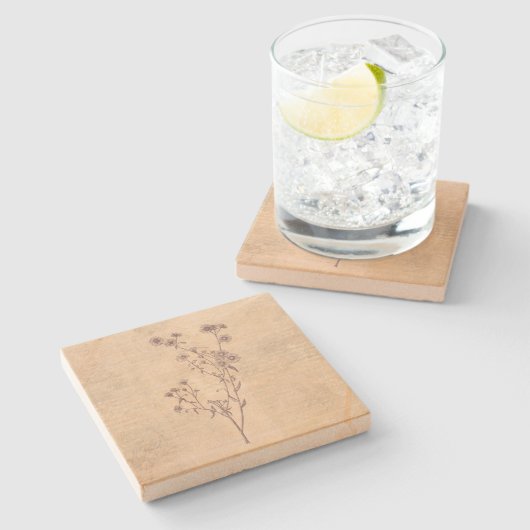 Wild Daisy Flower Wildflower Antiek Script Paper Stenen Onderzetter (Zijkant)