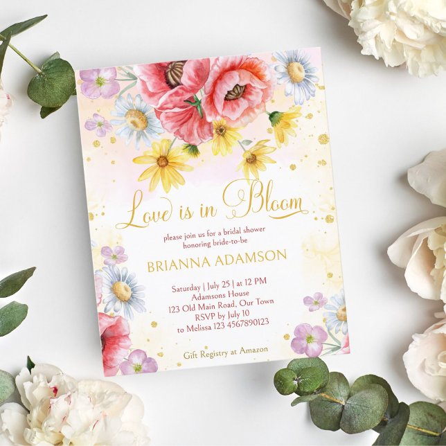 Wild daisy papaver vrijgezellenfeest budget uitnod (Creator heeft geüpload)