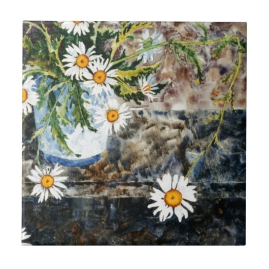 "Wild Daisy Shelf" Kitchen Garden Ceramic Tile Tegeltje (Voorkant)