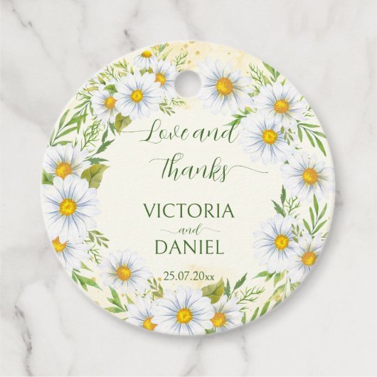 Wild daisy spring bloemen bruiloft bedankt bedankjes labels (Voorkant)