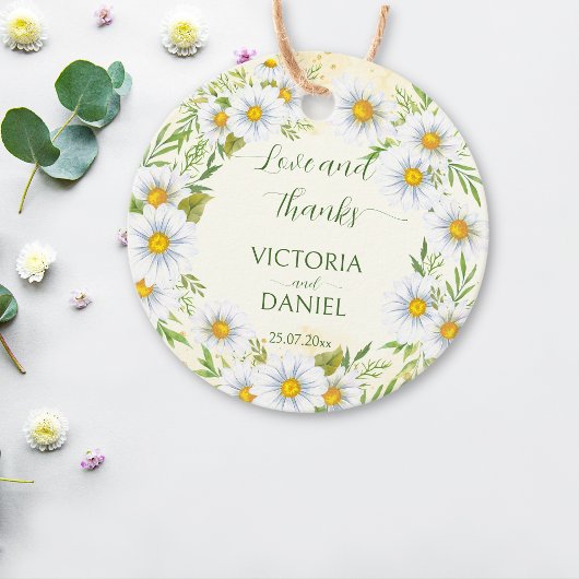 Wild daisy spring bloemen bruiloft bedankt bedankjes labels