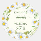 Wild daisy spring bloemen bruiloft bedankt ronde sticker (Voorkant)