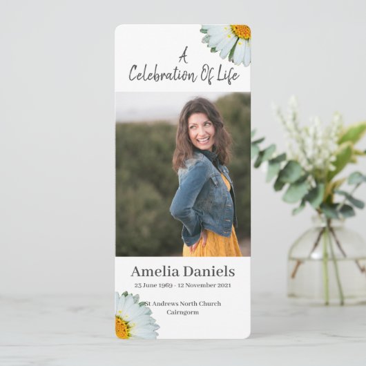 Wild Daisy Viering van het Leven Fotokaart Kaart (Staand voorkant)
